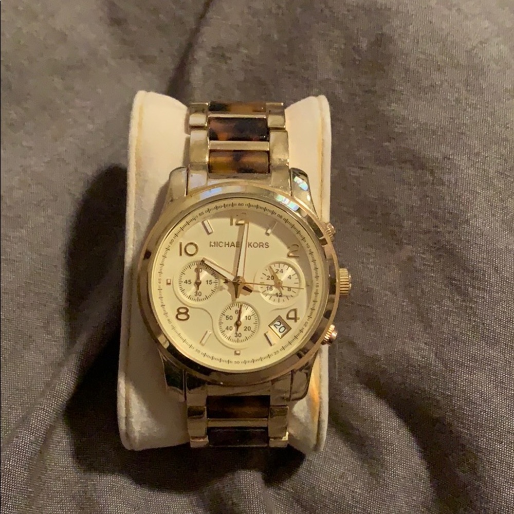 Gold w/ Turtle Shell Michael Kors Watch